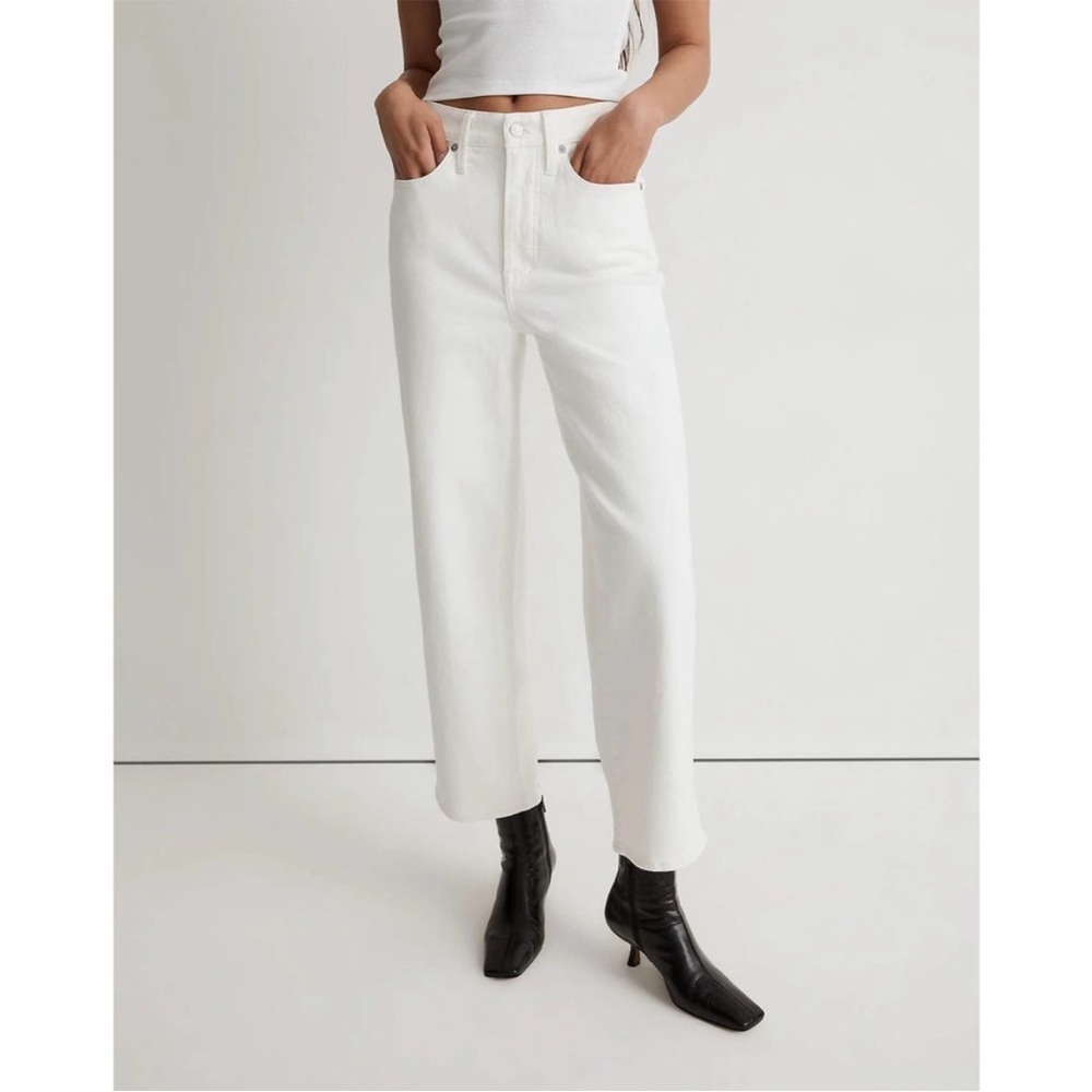 Madewell Perfect Vintage Wide Leg Crop Jeans tile white size 24T NWT